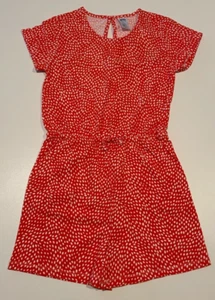 GIRLS size 10 Persimmon orangey red white cotton playsuit jumpsuit Anko NEW 309 - Picture 1 of 3