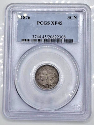 1876 Three Cent PCGS XF45 - Image 1 of 4