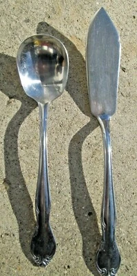 Imperial Int. Lote de 2 cubiertos de acero inoxidable Parliament cuchara de azúcar/cuchillo mantequilla Foto 1 de 4