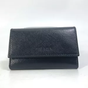 PRADA M25U key logo 6-Ring Key Case saffiano leather Black - Picture 1 of 12