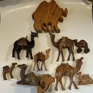 camel Wooden Home Decorations Handmade carving design and vintage lot of 10 - Picture 1 of 12