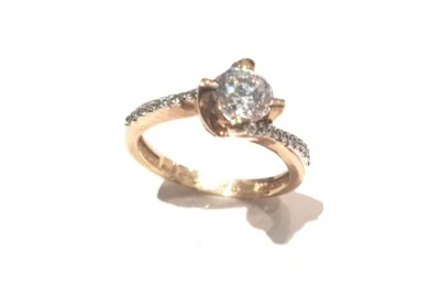 bague solitaire or jaune 375/1000 - Photo 1/3