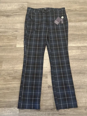 NYDJ Plaid Pants Womens 14 Straight Leg Blue Green Stretch Blackwash Plaid - Image 1 of 4
