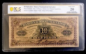 1911 L Nota De Banco 10 Pesos PCGS 20 - Picture 1 of 2