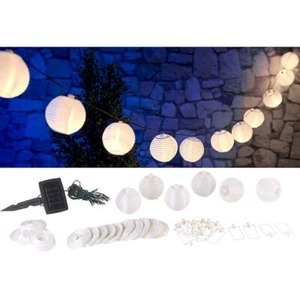 Lunartec Solar-LED-Lichterkette, warmweiß, mit 20 weißen Lampions, 3,8 m, IP44 - Bild 1 von 6