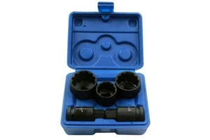 US PRO VW AUDI HUB IMPACT SOCKET BITS SET 24 30 32mm 12pt Sockets 14mm 17mm Hex - Picture 1 of 3