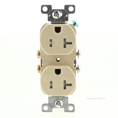 Cooper Ivory Tamper Resistant Grounding Duplex Receptacle 20A 125V 5-20R TR370V - Image 1 of 4