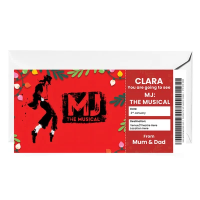 THE FINE PAPERHOUSE MJ The Musical Gift Ticket Personalised Christmas Present Gift Theatre Ticket