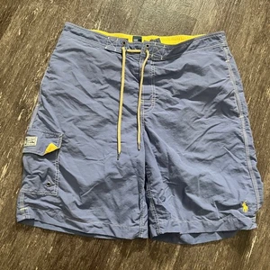 Vintage Polo Ralph Lauren Swim Trunks Shorts Blue Yellow Mens Medium Swimwear - Picture 1 of 5
