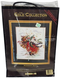 Dimension Gold Collection Cross Stitch Kit Windswept Santa Red #8449 - Picture 1 of 4