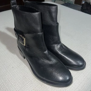 Botines al tobillo TORY BURCH Riley MidBuckle Brooke de cuero negros para mujer talla 9M $450 - Imagen 1 de 14