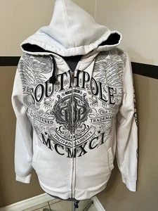 VTG Y2K Skater Hip Hop Southpole Zip Up Hoodie Black Size L StreetWear Grunge - Picture 1 of 20