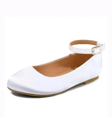 Bocca Girl's White Satin Ballerina Ankle Strap Flat Shoes Big Kid Size 3 - Image 1 of 4