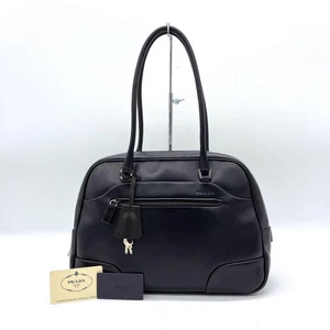 PRADA Leather Shoulder Bag Auth Dark Purple Women Italy 121711 - Picture 1 of 14