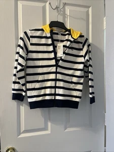 NWT 10 petit bateau Striped Blue Jacket Yellow Hood 10Ans/140Cm Bought In France - Picture 1 of 7