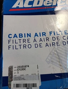 AC Delco CF193C Cabin Air Filter For Select 07-14 Cadillac Chevrolet GMC Models - Picture 1 of 1