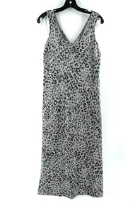 Neu mit Etikett Old Navy Damen langes ärmelloses graues Leinen-Strickkleid mit Animal-Print Größe S - Bild 1 von 15