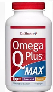 Dr. Sinatra Omega Q Plus Max 100mg CoQ10 Plus Resveratrol/Turmeric 180 Softgels - Picture 1 of 5