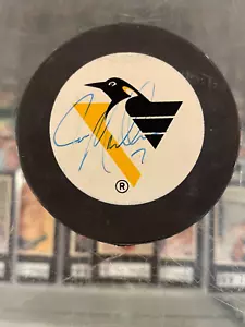 JOE MULLEN PITTSBURGH PENGUINS SIGNED HOCKEY PUCK JSA AC37996 - Picture 1 of 1