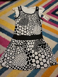 NWT Vintage Girls Size Large Eyeshadow Black & White Jumper Dress - Picture 1 of 10
