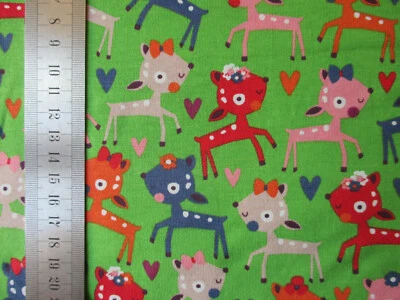 Reststück 1m Baumwoll-Jersey Rehkitz Kitz Reh auf grün Bipp Design  - Bild 1 von 3
