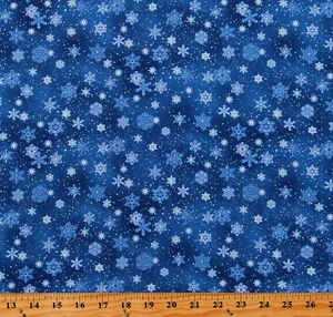 Cotton Snowflakes Snow Winter Blue Landscape Medley Fabric Print by Yard D585.38 - Picture 1 of 1