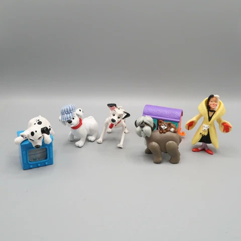 Vintage 1990s Disney's 101 Dalmatians mini PVC figurines Lot Cruella dog Buddy Cover