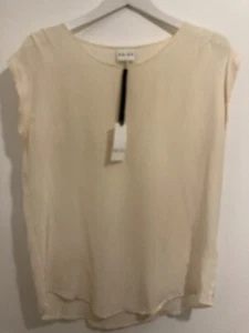 Reiss women's nude pink silk blouse scoop neck top w rolled sleeves UK10 NWT - Picture 1 of 5