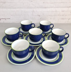 Juego de 7 tazas y platillos retro vintage Rayware azul, verde y blanco - Imagen 1 de 18