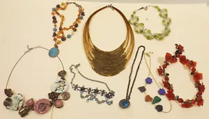 Konvolut 8 verschieden Vintage Schmuck Halsketten/Colliers Stein,Mode - Bild 1 von 16