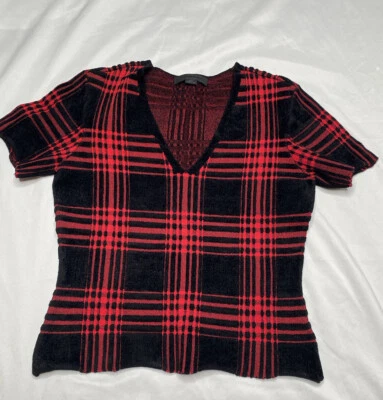 Alexander Wang женщин средний M красный черный клетку жаккард вязаный блузка или топ - Изображение 1 из 4