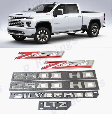 Portas cromadas 2500HD traseiras Silverado LTZ Fender Z71 emblemas 2019+ Silverado - Imagem 1 de 4