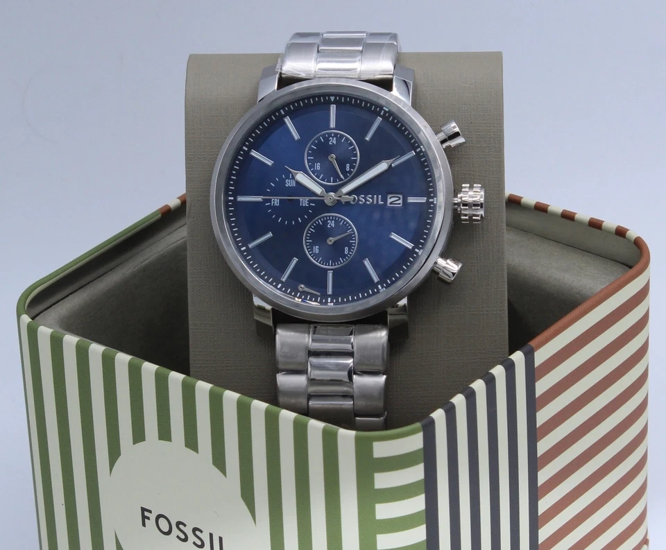 AUTHENTIC FOSSIL RHETT CHRONOGRAPH SILVER BLUE MEN'S BQ2846 WATCH