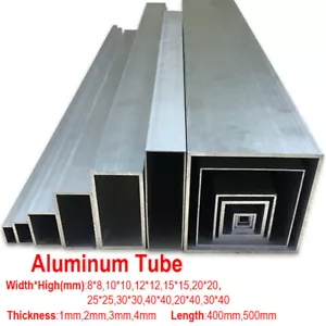 6063 Aluminum Square Tube Metal Pipe Tube Material 1 2 3mm Thick 400 500mm Long - Picture 1 of 6