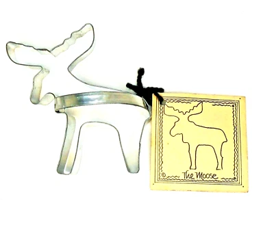 Vintage Ann Clark Tin Metal Cookie Cutter Moose 6x6" with Hanging Recipe Tag - image 1 of 2