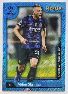 2021-22 Topps Merlin Chrome Milan Skriniar Blue Shimmer Refractor /75