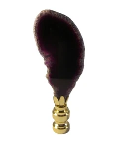 Lamp Finial-Natural PURPLE/AMETHYST AGATE-Brass Base - Picture 1 of 10