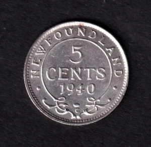 NFLD Newfoundland 1940 5c Five Cent Nickel King George VI EF Extra Fine #8 - Picture 1 of 2