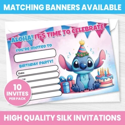 CUSTOM DESIGN STITCH BIRTHDAY PARTY INVITATIONS GIRL BIRTHDAY INVITES STITCH INVITATIONS