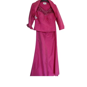 Women Pink 3 Psc Long Wedding Prom Bridesmaid John Charles Beads Dress Size 10 - Picture 1 of 24