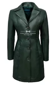 Cappotto donna in pelle verde morbido vera pelle classico aderente trincea 3457 - Foto 1 di 7