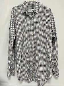 Peter Millar Mens 2XL Blue Tan Plaid Long Sleeve Button Up Dress Shirt - Picture 1 of 8