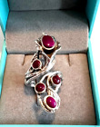 Size 8 bypass ring 925 Sterling silver purple Turquoise organic floral statement