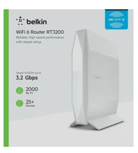 Belkin AX3200 Wireless Dual Band WIfi 6 Router RT3200 2000 Sq Ft 3.2 Gbps - NEW - Picture 1 of 4