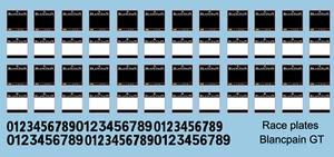 DECAL DECALS GT3 Blancpain RACE PLATE + NUMBERS ZAHLEN 1:43 1:32 decal - Bild 1 von 3