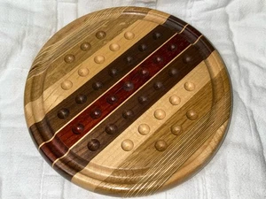 David Levy Hardwood Marbles Solitaire Game Board Artist Signed, 8.25” Diameter - Picture 1 of 7