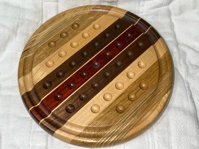 David Levy Hardwood Marbles Solitaire Game Board Artist Signed, 8.25” Diameter - Image 1 of 4