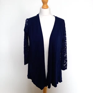 Grace Cardigan Jacke UK 12 dunkelblau Spitzenärmel vorne offen - Bild 1 von 9