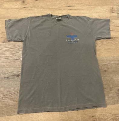 Men's Surf Style T Shirt Med Comfort Colors 100% Cotton Ocean Blue Whale Tail - Image 1 of 4