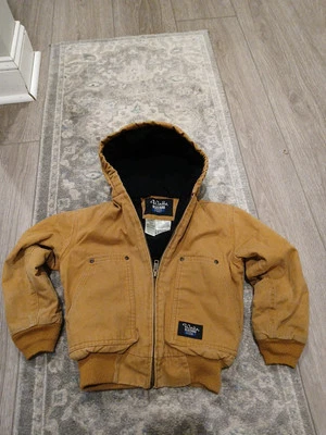 Walls Blizzard Pruf Full Zip Hooded Canvas Utility Tan Jacket Youth Sz S 6/7 - Image 1 of 4